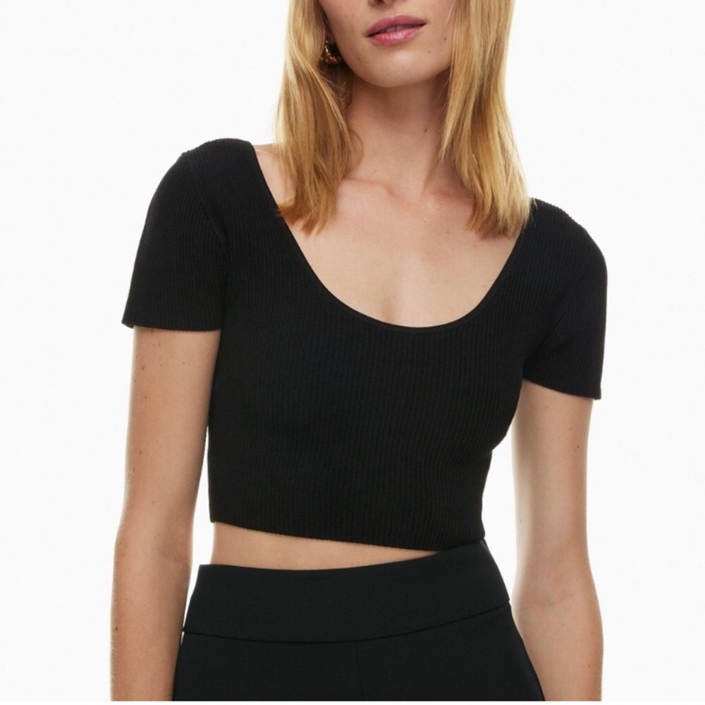 Babaton sculpt knit scoop neck crop shirt xs, m, l